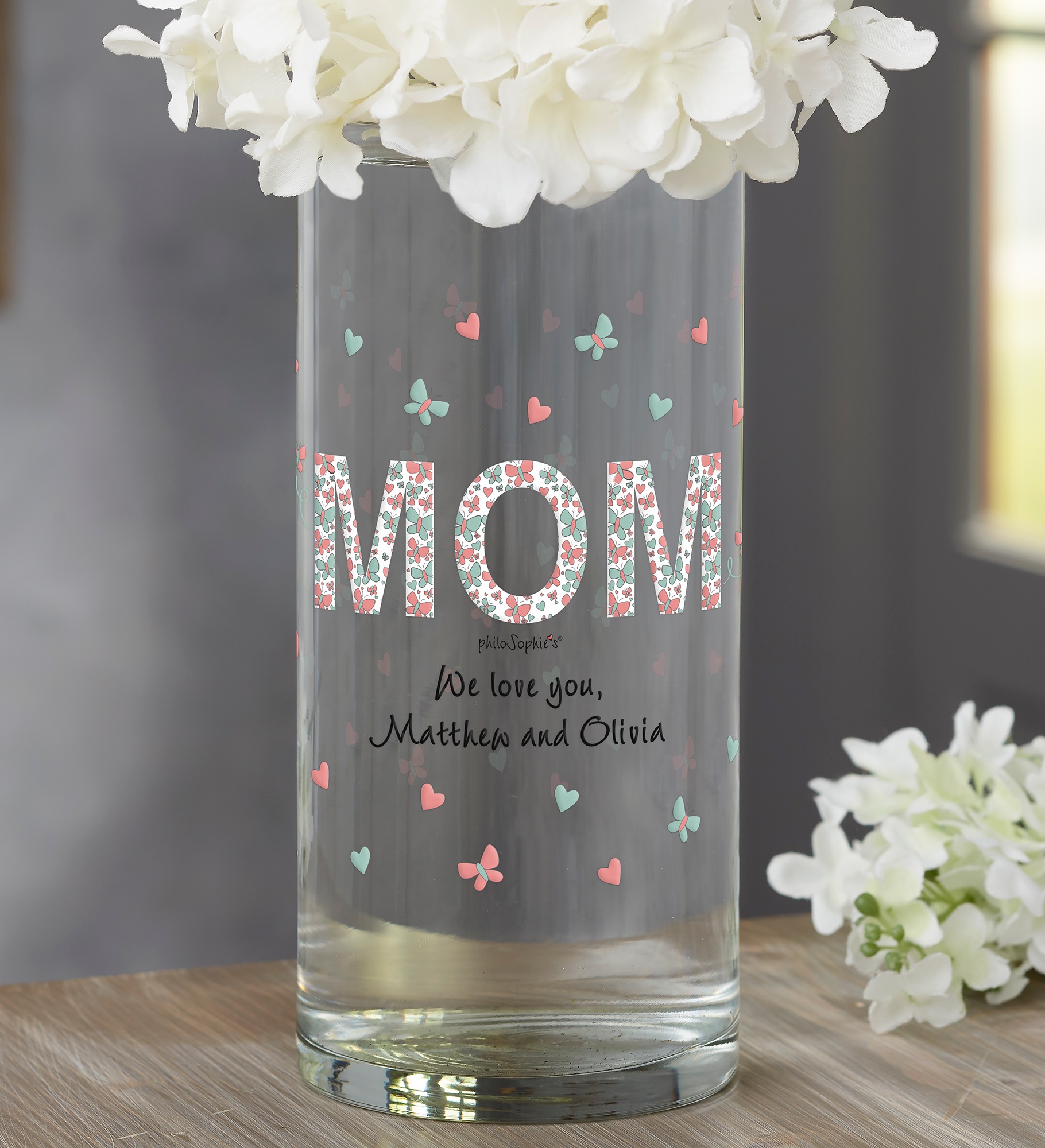 Floral Mom philoSophie&#39;s® Personalized 7.5" Cylinder Vase